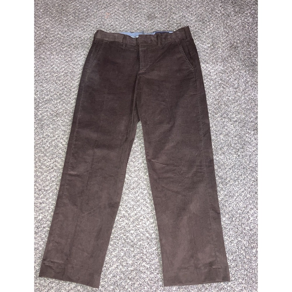 Lands' End Men's Traditional Fit Brown Corduroy Pants 98% Cotton 2% Spandex